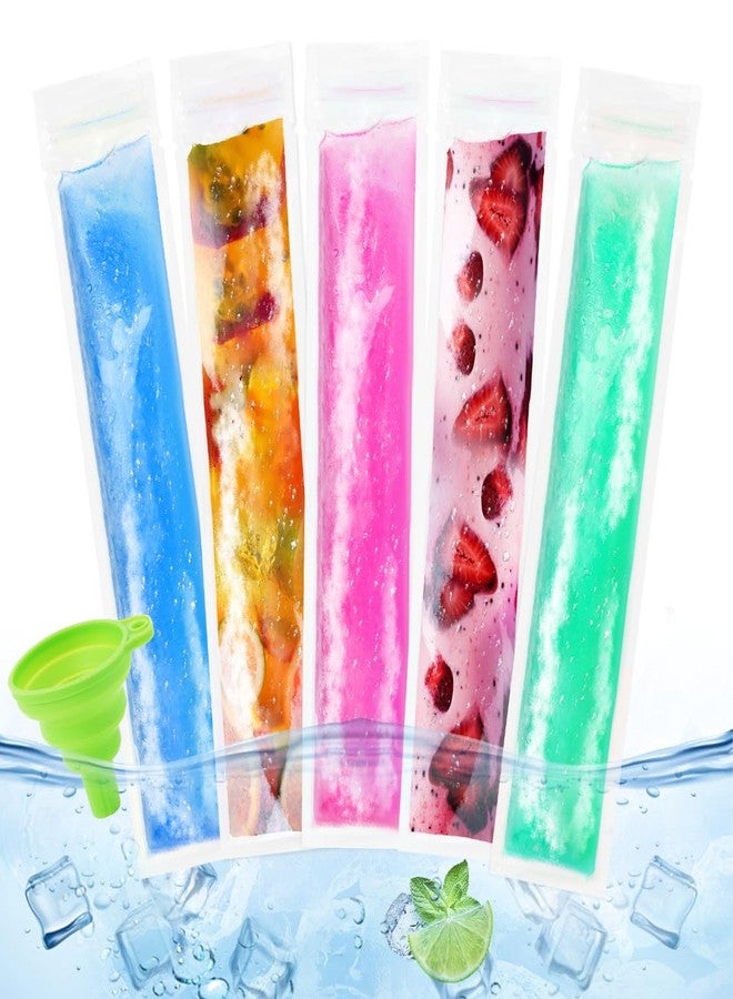 Libemskix 160 Pack Popsicle Bags 11x2" Disposable Popsicle Mold Bag Freezer Ice Pop Bags With Zip Seals and Funnel for Kids Adults Homemade Ice Candy Pops Yogurt Tubes Juice Fruit Smoothies Healthy Snacks - Image 1