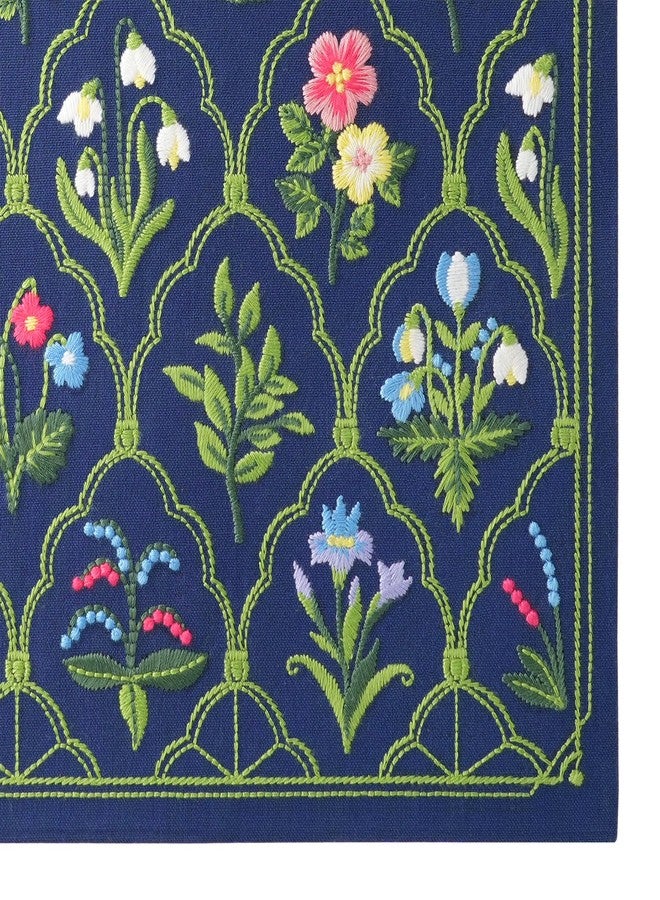 diodrio Luxury Embroidered Sketchbook for women 180gsm Premium Heavy Paper, 92 Blank Pages, Keepsake Sketch Book with Floral Embroidery, 10.6" L x 9.5" W, Grosgrain Ribbon Bookmark, Lapis Blue, Size L - Image 5