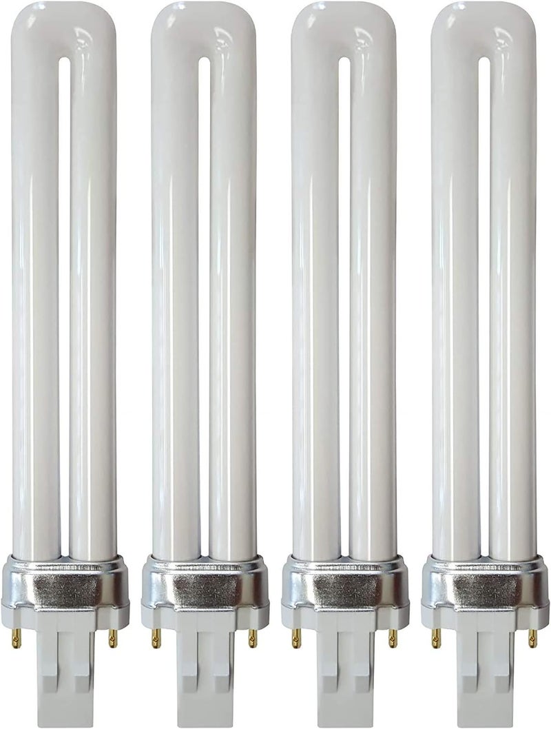 KOR Pack of 4 13Watt Single Tube 2 Pin GX23 see photos Base  3500K Neutral White 35K CFL Light Bulb  Replacement for Sylvania 2033521137 CF13DS835 Philips 146845 PLS 13W835 GE 97569F13BX835 - Image 1