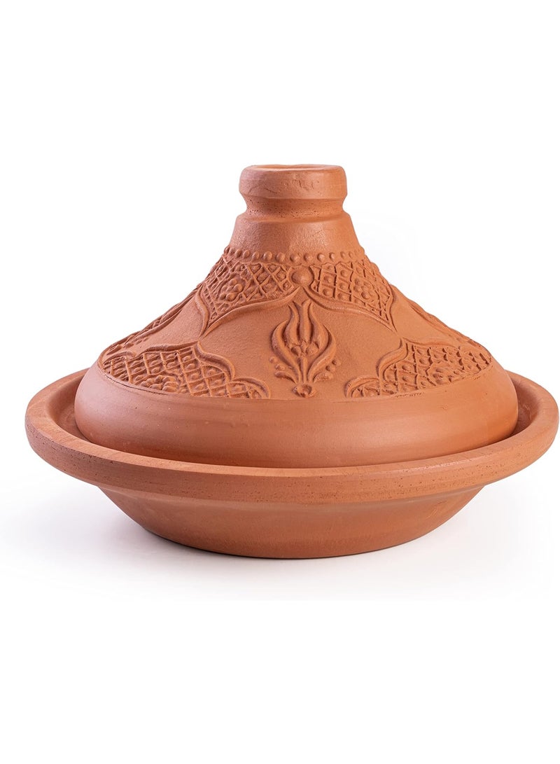 كازادورا طاجين مغربي طيني مجموعة من ٢ — طاجين مغربي يدوي الصنع من طين التراكوتا غير المصقول ١٠٠٪ طبيعي وخالي من الرصاص | طقم طاجين تقليدي كبير (قطعتان) — قواعد آمنة للغسيل في غسالة الأطباق وقابلة للنقع قبل الاستخدام | أواني طينية صحية وصديقة للبيئة مصنوعة في أوروبا — تصميم غطاء مخروطي لاحتباس البخار وتوزيع حرارة متساوية للحفاظ على نكهة ومغذيات الطعام | كل طاجين سعة تقريبية 19 أونصة سائلة (≈562 مل) — مناسب للطهو البطيء، اليخنات، الخضار، الدجاج والأسماك — اللون: تراكوتا — مثالي للتقديم على المائدة كقطعة زخرفية وعملية وهدية رمضانية/عيد — تعليمات العناية مُرفقة. - Image 2