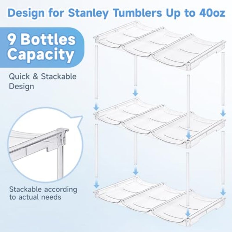 Stackable Water Bottle Organizer for Stanley 40 oz Tumbler, Water Bottle Holder for Cabinet, Pantry Kitchen Organizers and Storage for Stanley Cup Accessories, Tumbler Organizer and Wine Rack, 3Pack - Image 4