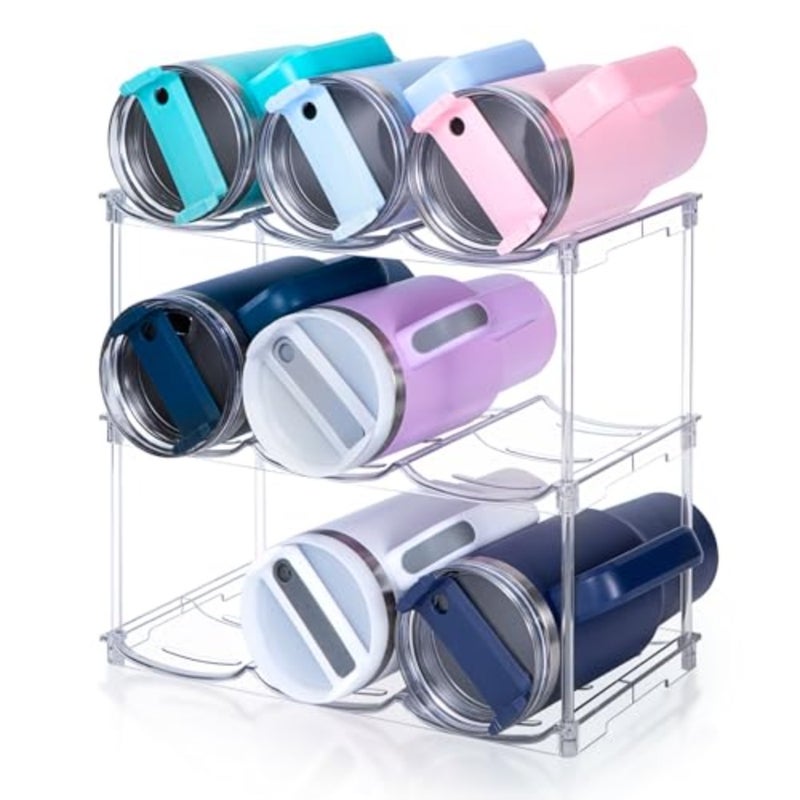 Stackable Water Bottle Organizer for Stanley 40 oz Tumbler, Water Bottle Holder for Cabinet, Pantry Kitchen Organizers and Storage for Stanley Cup Accessories, Tumbler Organizer and Wine Rack, 3Pack - Image 1