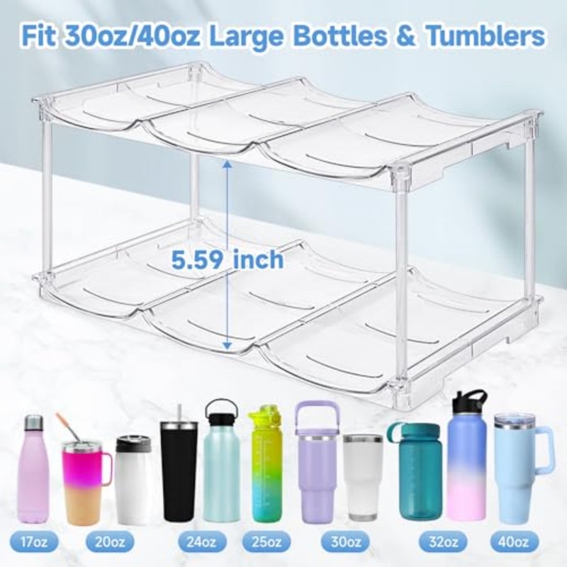 Stackable Water Bottle Organizer for Stanley 40 oz Tumbler, Water Bottle Holder for Cabinet, Pantry Kitchen Organizers and Storage for Stanley Cup Accessories, Tumbler Organizer and Wine Rack, 3Pack - Image 2