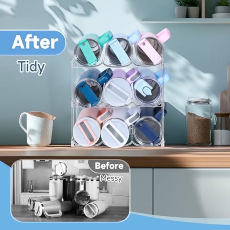 Stackable Water Bottle Organizer for Stanley 40 oz Tumbler, Water Bottle Holder for Cabinet, Pantry Kitchen Organizers and Storage for Stanley Cup Accessories, Tumbler Organizer and Wine Rack, 3Pack - Image 3