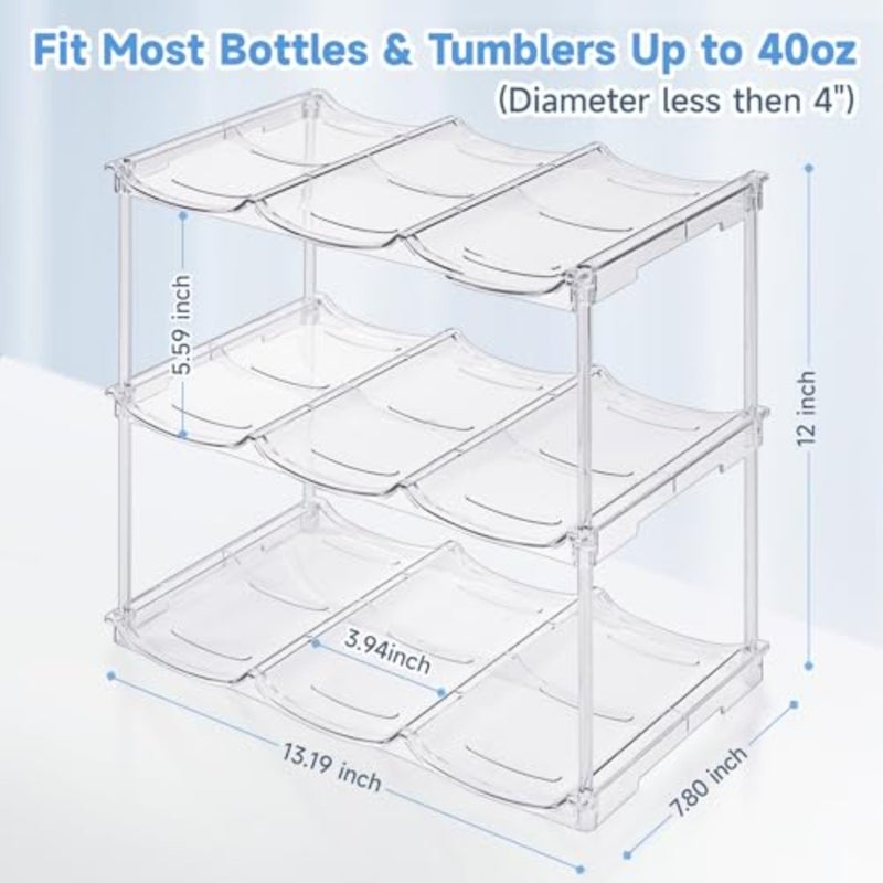 Stackable Water Bottle Organizer for Stanley 40 oz Tumbler, Water Bottle Holder for Cabinet, Pantry Kitchen Organizers and Storage for Stanley Cup Accessories, Tumbler Organizer and Wine Rack, 3Pack - Image 5