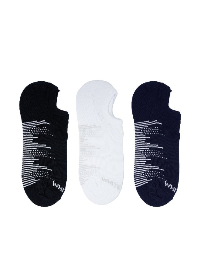 White Leaf 3 Pairs Mens No Show Socks - Cotton No Slip Loafer Sock - 3 Pairs (Blue, Black and White) - Free Size - Image 5