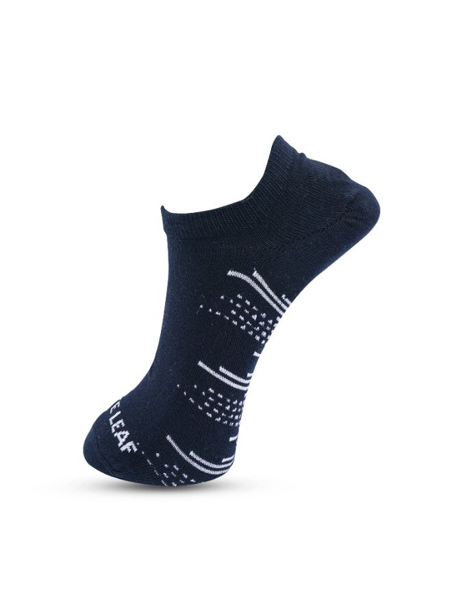 White Leaf 3 Pairs Mens No Show Socks - Cotton No Slip Loafer Sock - 3 Pairs (Blue, Black and White) - Free Size - Image 2