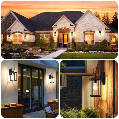 BesLowe 2-Pack Outdoor Wall Light Fixtures, Exterior Lighting Fixtures Wall Mount, Waterproof Porch Lights Outdoor Wall Sconces Lanterns, Modern Outside Lights for House Front Door Garage, Black - Image 5