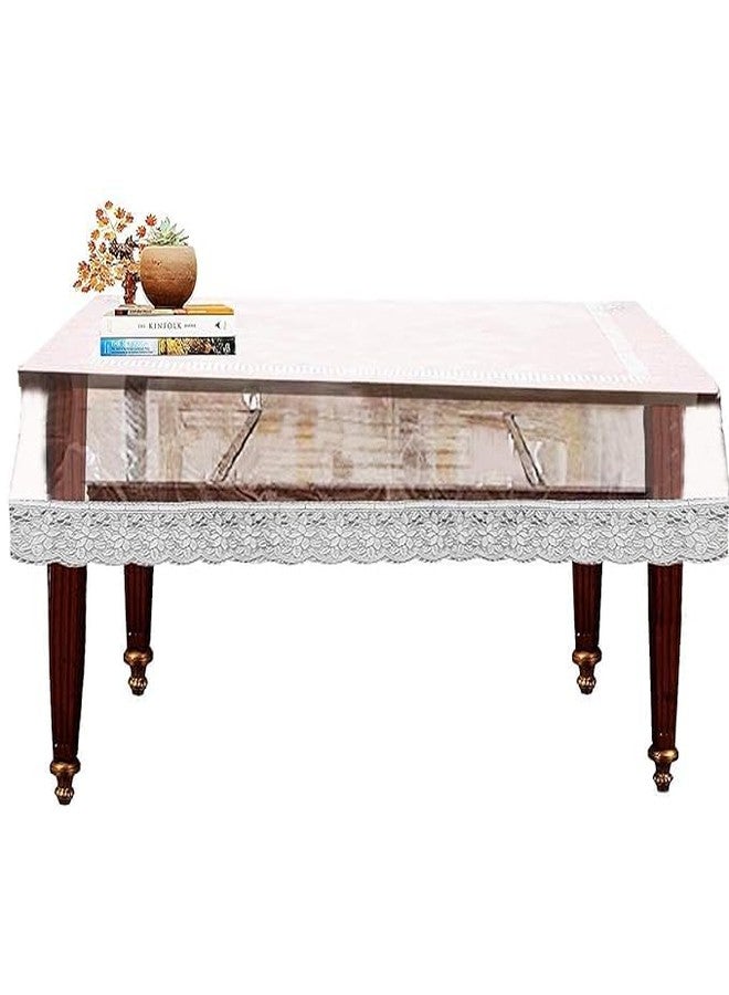 Agroha Transparent PVC Dining Table Cover 6 Seater for Home, Hotel, Office & Restaurant Pack of 1 (60x90, Transparent with White Lace) - Image 3