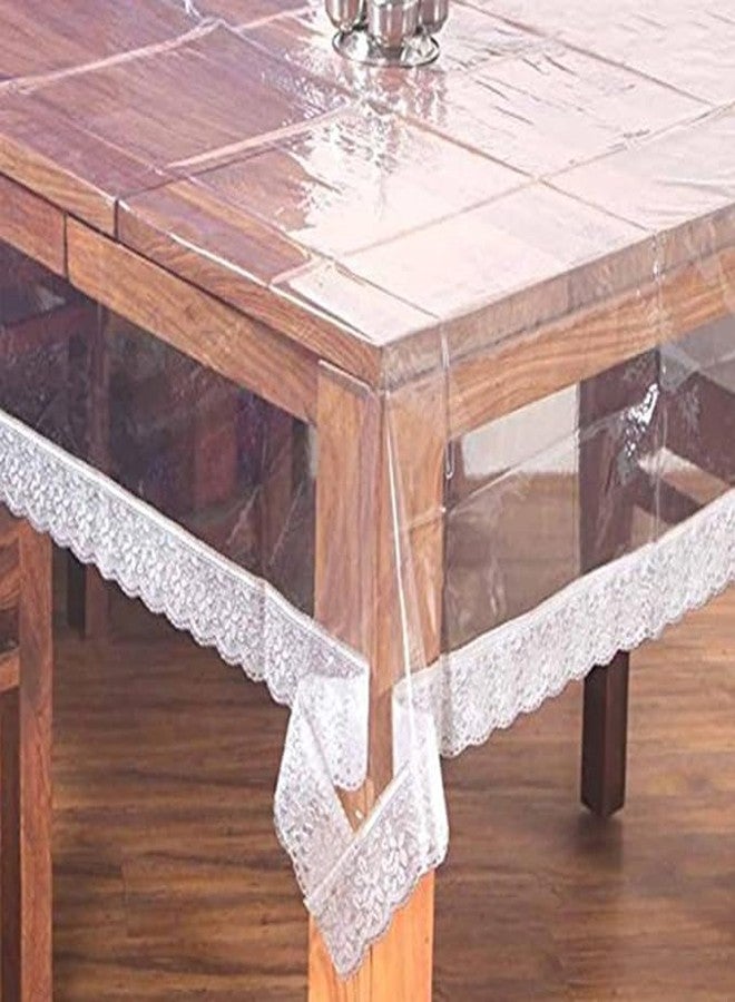 Agroha Transparent PVC Dining Table Cover 6 Seater for Home, Hotel, Office & Restaurant Pack of 1 (60x90, Transparent with White Lace) - Image 1