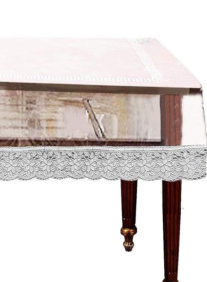 Agroha Transparent PVC Dining Table Cover 6 Seater for Home, Hotel, Office & Restaurant Pack of 1 (60x90, Transparent with White Lace) - Image 2