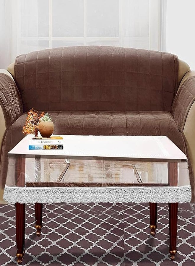Agroha Transparent PVC Dining Table Cover 6 Seater for Home, Hotel, Office & Restaurant Pack of 1 (60x90, Transparent with White Lace) - Image 4