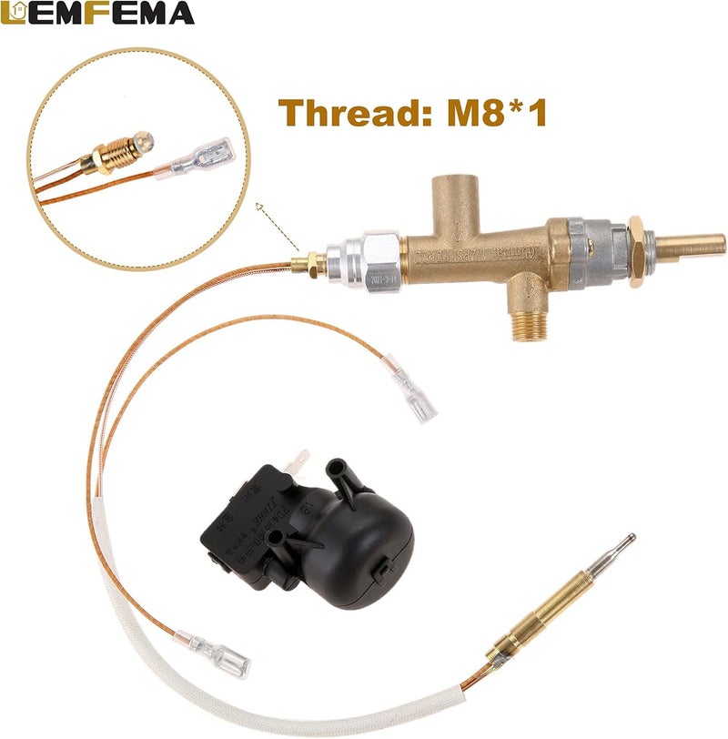 Lemfema Propane Gas Patio Heater Repair, Replacement Parts for Thermocouple Sensor & Dump Switch Controls Safety Kit,Main Control Valve with Pilot Port Kit - Image 3