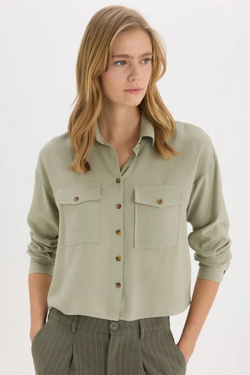 ديفاكتو Regular Fit Shirt Collar Viscose Long Sleeve Shirt