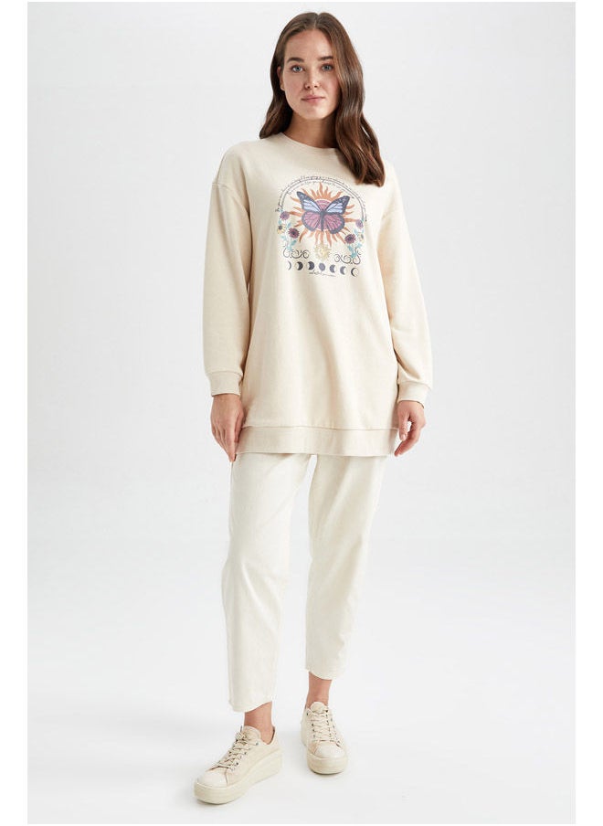 DeFacto - Woman Relax Fit C Neck Long Sleeve Knitted Sweat Tunic - Image 1