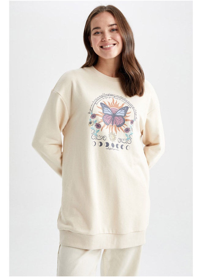 DeFacto - Woman Relax Fit C Neck Long Sleeve Knitted Sweat Tunic - Image 1