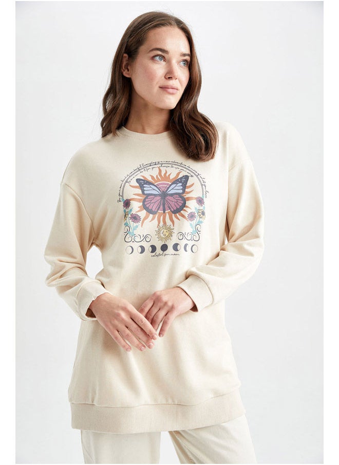 DeFacto - Woman Relax Fit C Neck Long Sleeve Knitted Sweat Tunic - Image 1