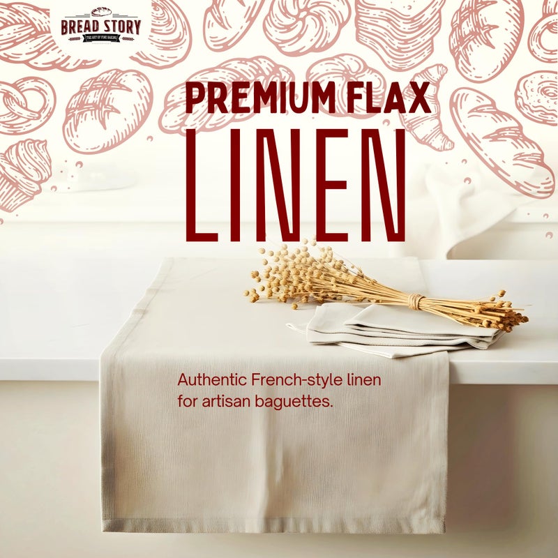 Bread Story Professional Bread Cloth Bakers Couche â€“ Premium Flax Linen Baking Cloth for Dough, Artisan Bread Proofing, Baguette Couche 35"x26" â€“ Loaves & Baguette Baking - Image 3