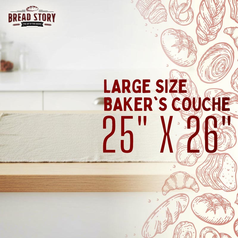 Bread Story Professional Bread Cloth Bakers Couche â€“ Premium Flax Linen Baking Cloth for Dough, Artisan Bread Proofing, Baguette Couche 35"x26" â€“ Loaves & Baguette Baking - Image 2