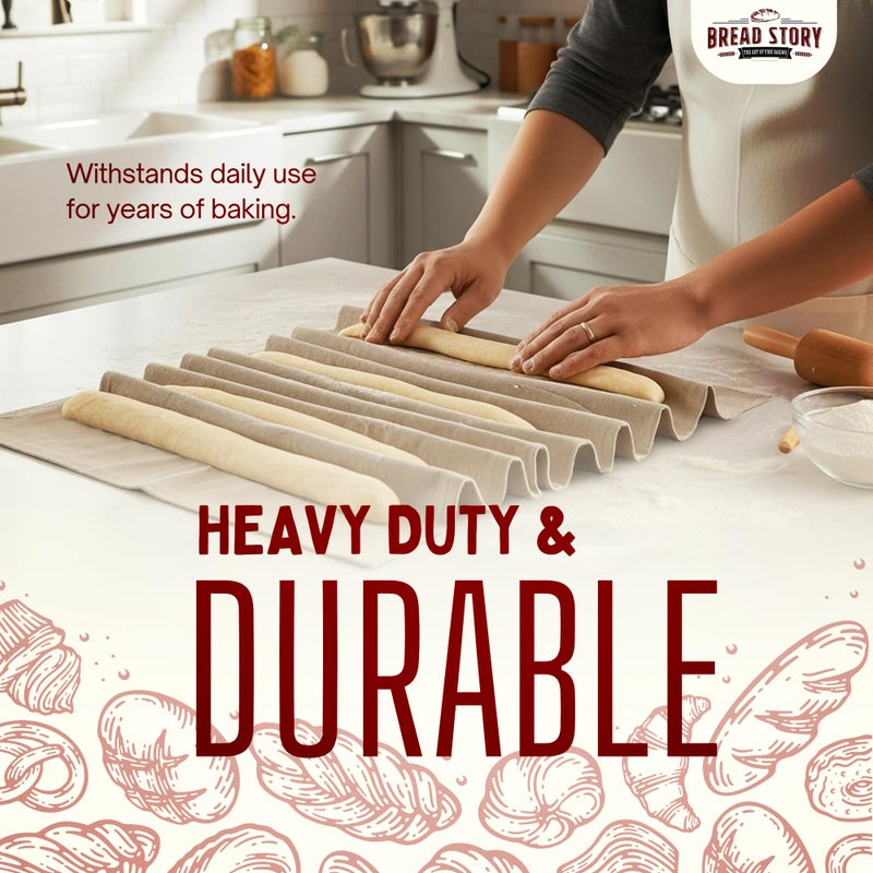 Bread Story Professional Bread Cloth Bakers Couche â€“ Premium Flax Linen Baking Cloth for Dough, Artisan Bread Proofing, Baguette Couche 35"x26" â€“ Loaves & Baguette Baking - Image 5