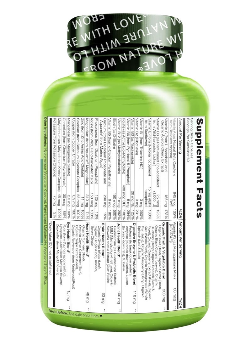 NATURELO Whole Food Complete Multivitamin +6 Health Blends for Women 50+ - Dietary Supplement Formulated to Support Bone, Heart & Brain Health - 240 Vegan Capsules  - Image 3