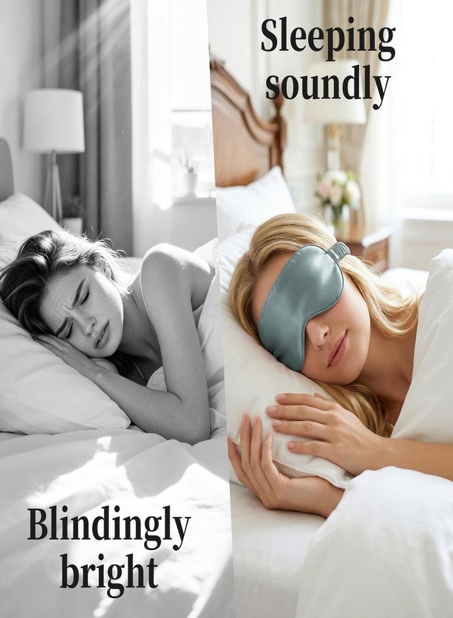 ZLYC 100% Mulberry Silk Sleep Mask Pressure-Free Eye Cover Soft Light Blocking Blindfold for Travel & Nap, Solid Haze Blue - Image 4