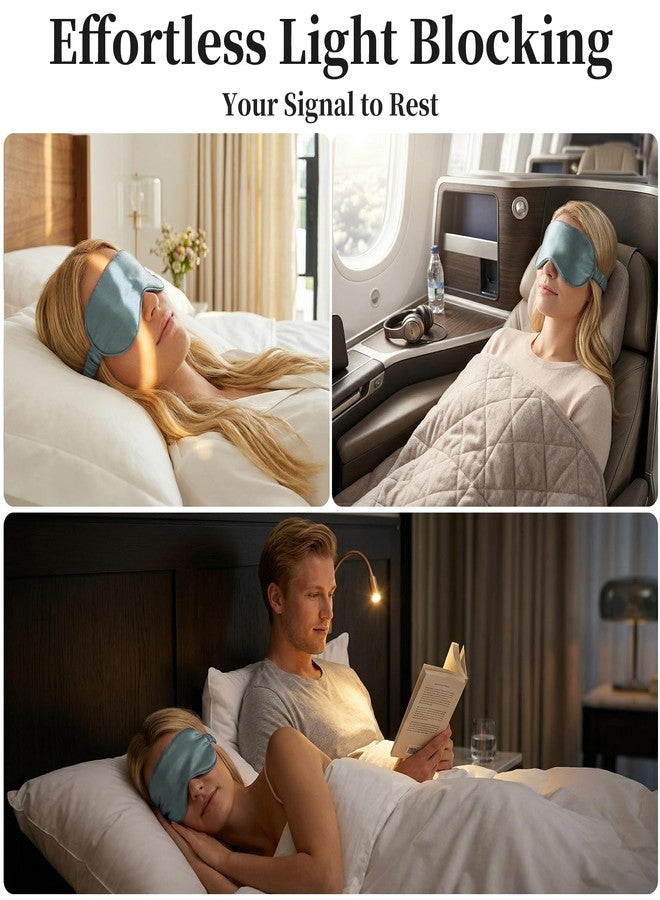 ZLYC 100% Mulberry Silk Sleep Mask Pressure-Free Eye Cover Soft Light Blocking Blindfold for Travel & Nap, Solid Haze Blue - Image 5
