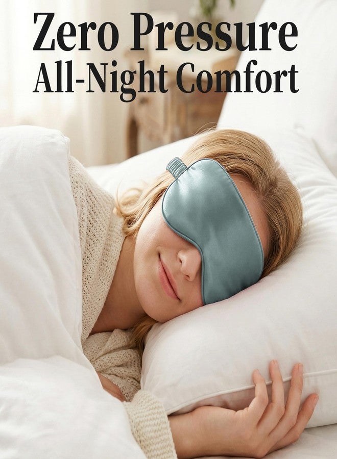 ZLYC 100% Mulberry Silk Sleep Mask Pressure-Free Eye Cover Soft Light Blocking Blindfold for Travel & Nap, Solid Haze Blue - Image 2