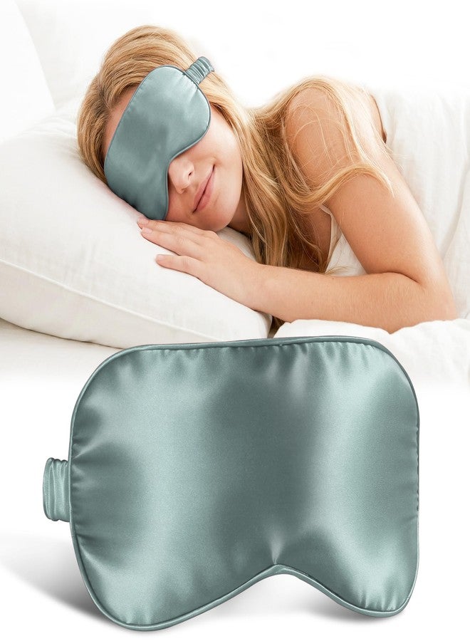 ZLYC 100% Mulberry Silk Sleep Mask Pressure-Free Eye Cover Soft Light Blocking Blindfold for Travel & Nap, Solid Haze Blue - Image 1