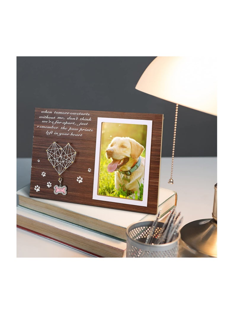 KASTWAVE Pet Memorial Picture Frame, Dog Memorial Gifts, 105 cm Rope Pet Photo Wood Frame, Loss of Dog Remembrance Gifts for Pet Lovers - Image 2