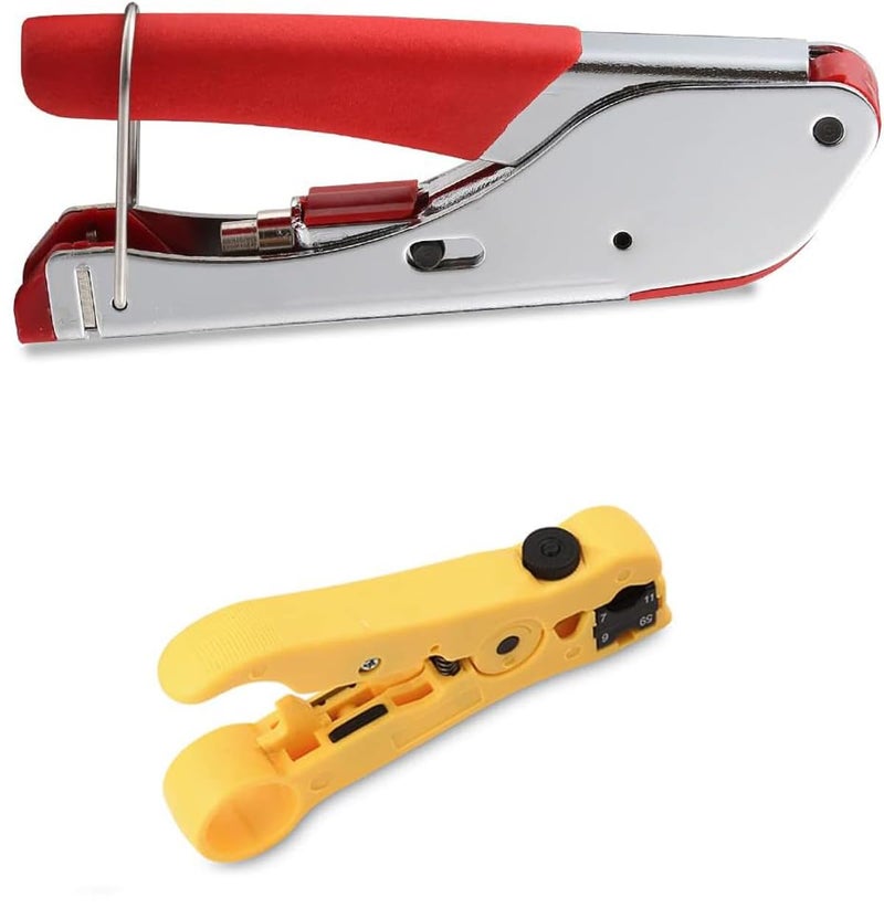 Uptodateproducts rg6strippertoo Crimping Multitool Wire Stripping Pliers Connector Compressor Crimping Tool Coaxial Cable Wire TV Crimping Tool Waterproof Connectors Tool Manual Crimper - Image 1