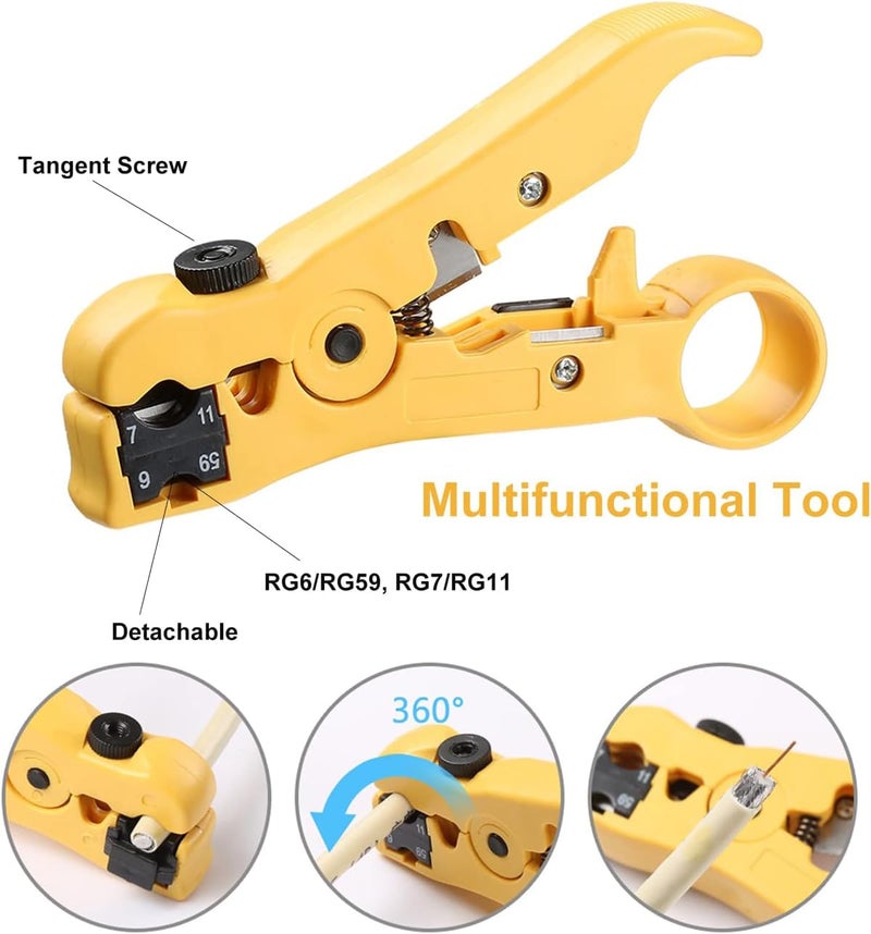 Uptodateproducts rg6strippertoo Crimping Multitool Wire Stripping Pliers Connector Compressor Crimping Tool Coaxial Cable Wire TV Crimping Tool Waterproof Connectors Tool Manual Crimper - Image 4
