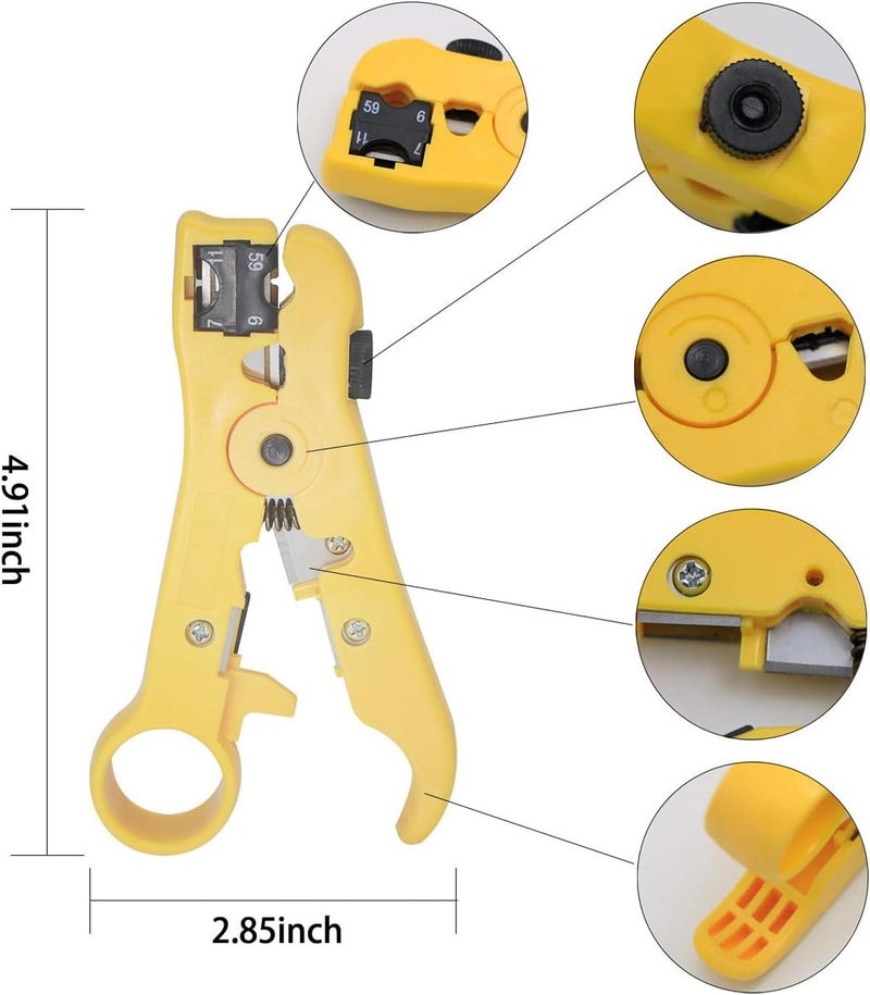 Uptodateproducts rg6strippertoo Crimping Multitool Wire Stripping Pliers Connector Compressor Crimping Tool Coaxial Cable Wire TV Crimping Tool Waterproof Connectors Tool Manual Crimper - Image 5
