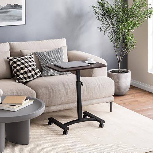 Seville Classics WEB162 Mobile Laptop Computer Desk Cart Height-Adjustable from 20.5" to 33", Slim, Walnut - Image 3