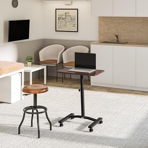 Seville Classics WEB162 Mobile Laptop Computer Desk Cart Height-Adjustable from 20.5" to 33", Slim, Walnut - Image 4