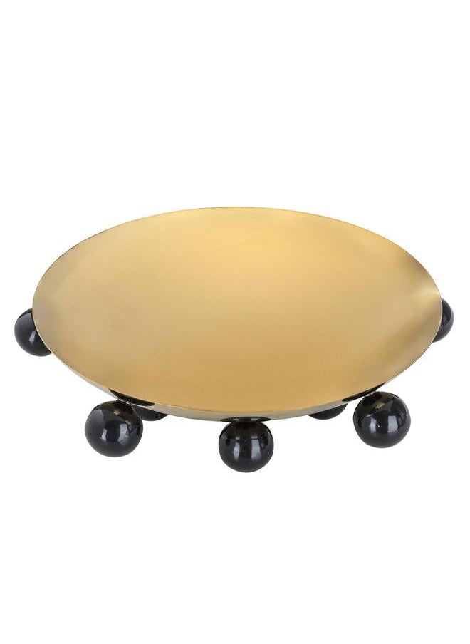 Alsaif Black Steel Serving Stand With Ball Legs 29 X 29 X 8 Cm Round Gold  - Image 2