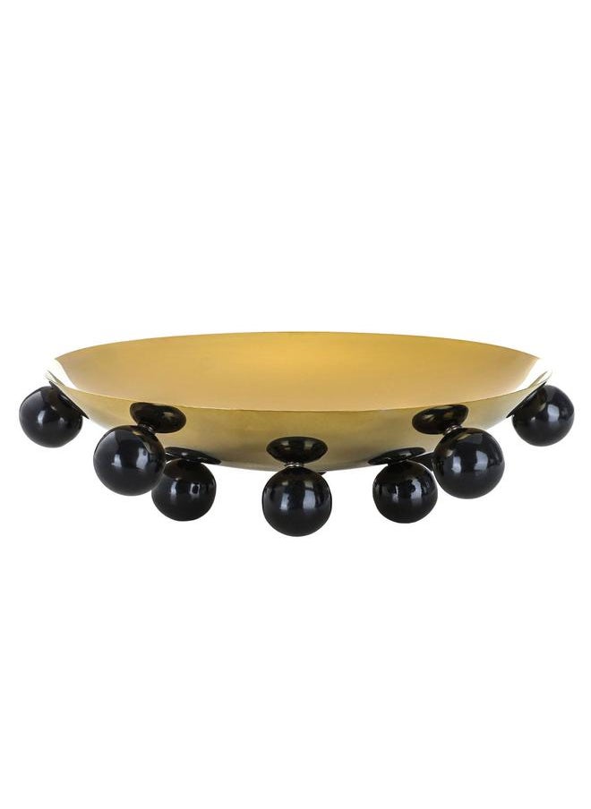 Alsaif Black Steel Serving Stand With Ball Legs 29 X 29 X 8 Cm Round Gold  - Image 1