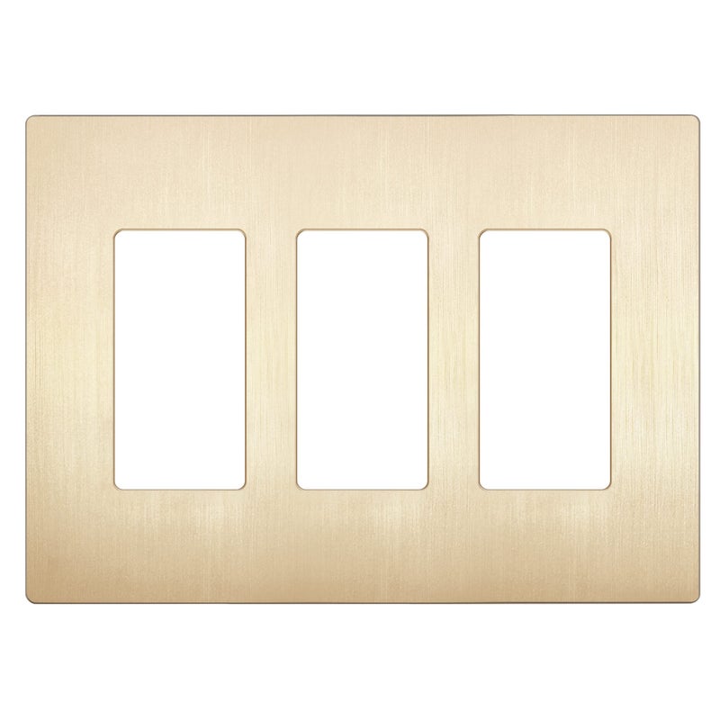 LIDER Brushed Finish Decorator Switch Cover, Screwless Wall Plate, Mid-Size 3-Gang 4.88" x 6.77", Unbreakable Polycarbonate Thermoplastic, UL Listed, LSWP-33M-BGD, Brushed Gold - Image 1