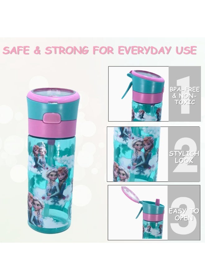 i-kola FR LIGHT BLUE 480 ML Kids Water Bottle for School | BPA-Free Plastic Water Bottle for Boys & Girls | Leakproof, Unbreakable, Easy to Drink, Quick Open Lock (TS-9218 A 1) - Image 3