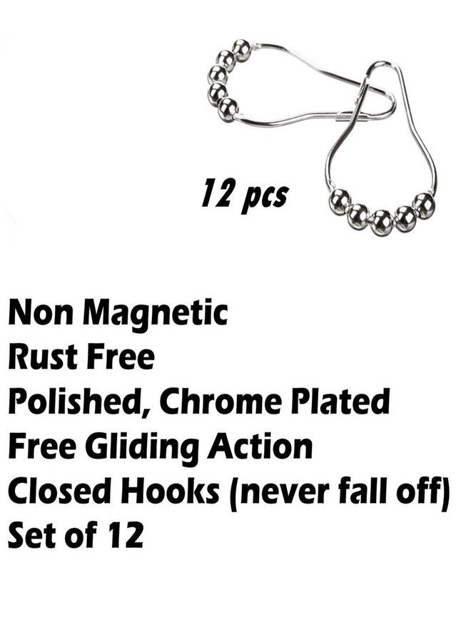 Uigos Shower Curtain Hooks Rings, Rust-Resistant for Bathroom Shower Rods Shower Hooks - Set of 12, Chrome - Image 5
