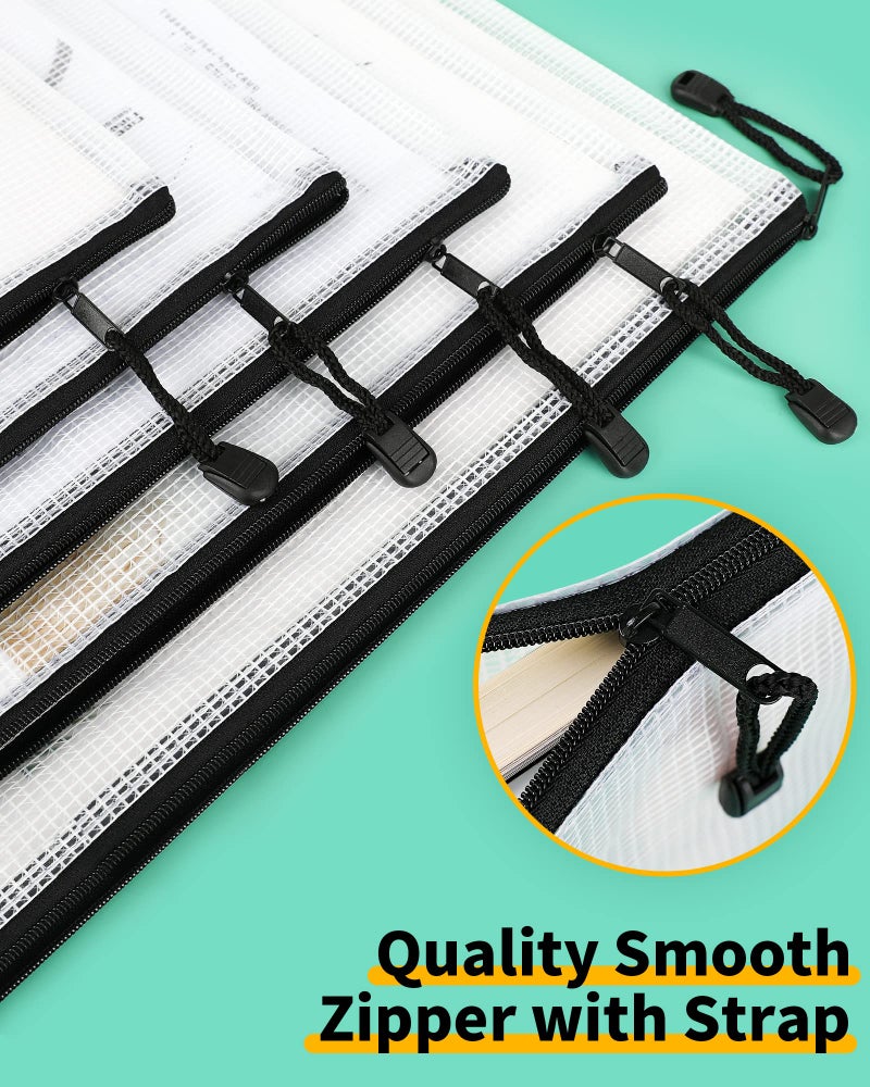 Smarpau Pencil Pouch 24PCS, 9.3" x 4.7" Mesh Zipper Pouches for Organizing, Bill Size Waterproof Zipper Pencil Bags for Travel, Office, Home Storage, Black - Image 4