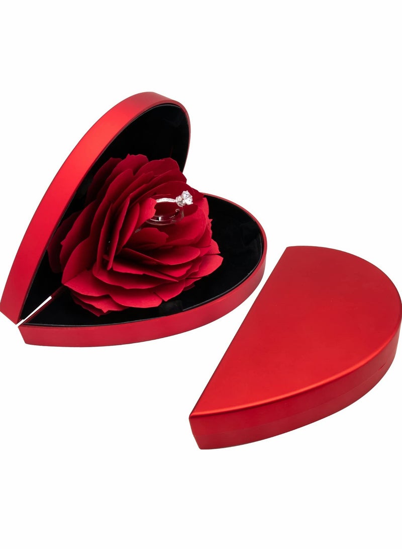 KASTWAVE Ring Box, Engagement Rose Ring Box, Surprise Jewelry Storage Holder for Woman as Proposal Engagement Wedding Ring Jewelry Gift Case in Valentine's Day - Image 2