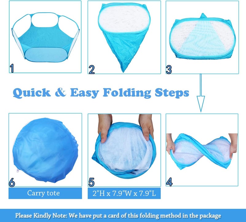 Jacone Portable Cute Blue Hexagon Children Ball Pit, Indoor and Outdoor Easy Folding Ball Play Pool Kids Toy Play Tent with Carry Tote, Balls Not Included - Image 5