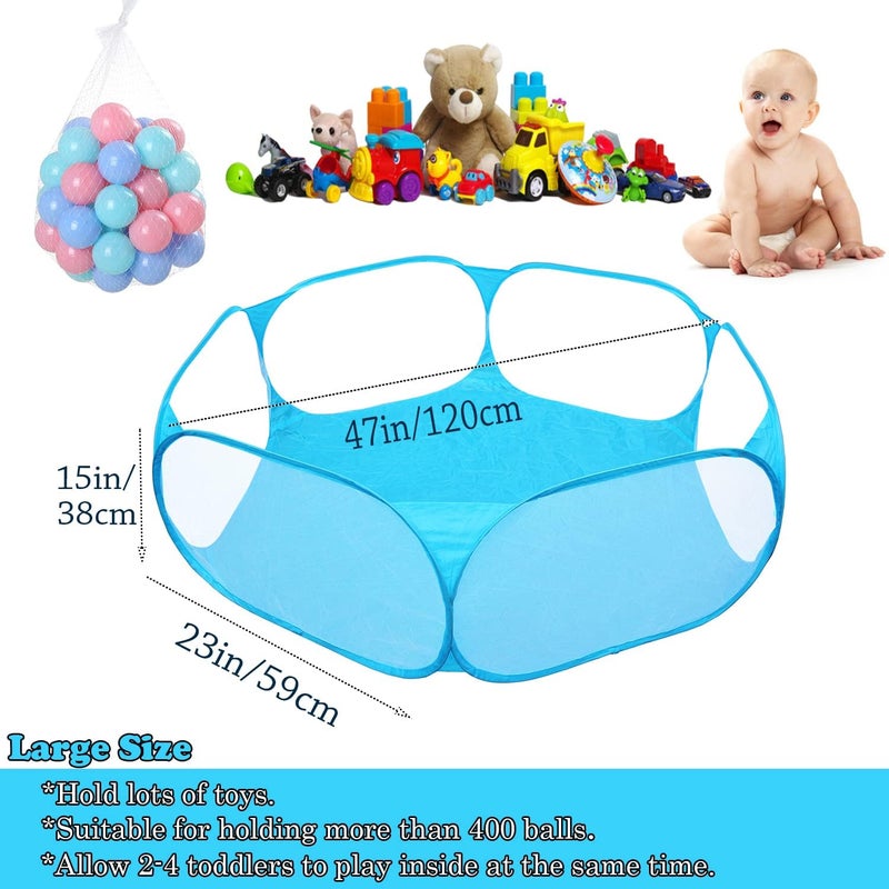 Jacone Portable Cute Blue Hexagon Children Ball Pit, Indoor and Outdoor Easy Folding Ball Play Pool Kids Toy Play Tent with Carry Tote, Balls Not Included - Image 2