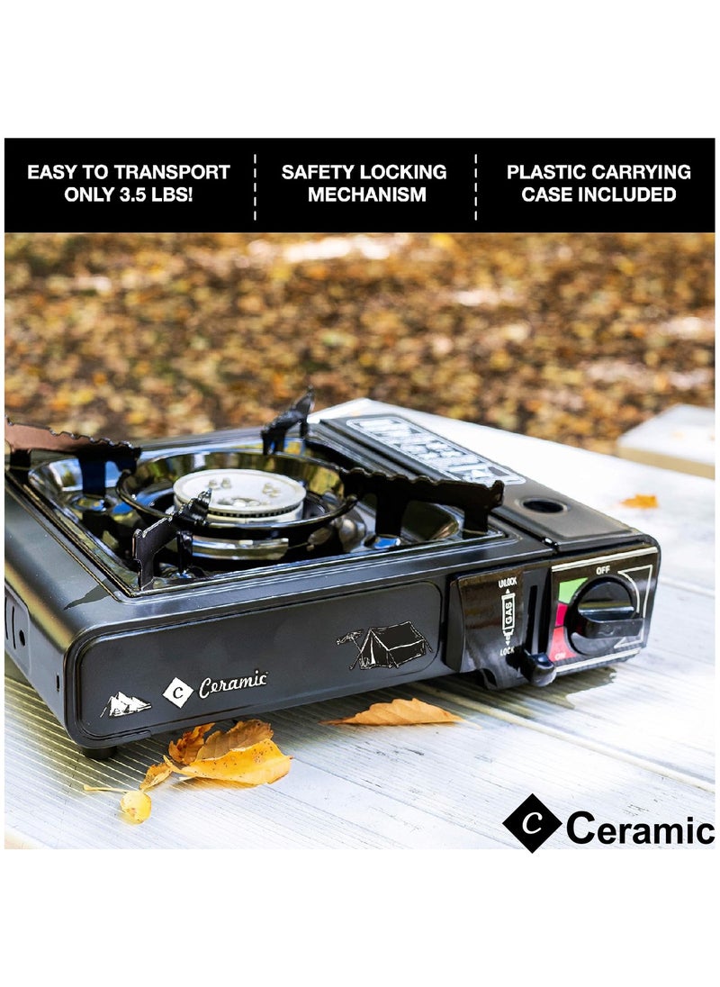 CERAMIC - موقد تخييم محمول يعمل بغاز البوتان مع حقيبة حمل - Image 1