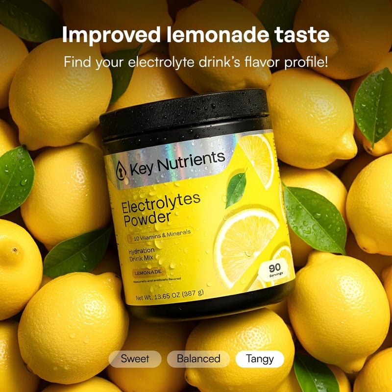 KEY NUTRIENTS مسحوق إلكتروليتات وفيتامينات متعددة من KEY NUTRIENTS - خالٍ من السكر - نكهة الليمون المنعشة - مكمل للصوديوم والطاقة - مسحوق للترطيب - خالٍ من السعرات الحرارية - 90 حصة - صُنع في الولايات المتحدة الأمريكية - Image 3