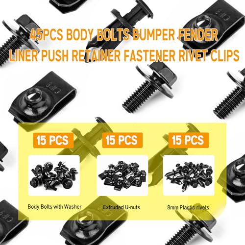 Xislet 45PCS Universal Style Engine Under Cover Splash Shield Guard Body Bolts Bumper Fender Liner Push Retainer Fastener Rivet Clips Compatible with Most Brand of Vehicles - Image 3