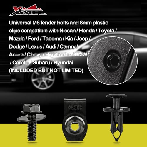Xislet 45PCS Universal Style Engine Under Cover Splash Shield Guard Body Bolts Bumper Fender Liner Push Retainer Fastener Rivet Clips Compatible with Most Brand of Vehicles - Image 2