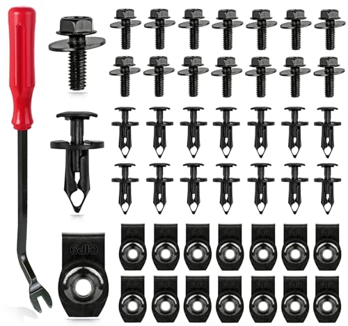 Xislet 45PCS Universal Style Engine Under Cover Splash Shield Guard Body Bolts Bumper Fender Liner Push Retainer Fastener Rivet Clips Compatible with Most Brand of Vehicles - Image 1