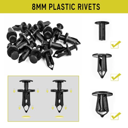 Xislet 45PCS Universal Style Engine Under Cover Splash Shield Guard Body Bolts Bumper Fender Liner Push Retainer Fastener Rivet Clips Compatible with Most Brand of Vehicles - Image 5